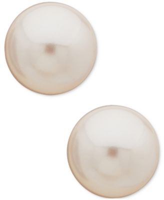 Anne Klein - Silver-Tone Imitation Pearl Stud Earrings