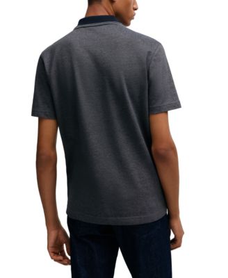 Men's Oxford-Piqué Cotton Relaxed-Fit Polo Shirt
