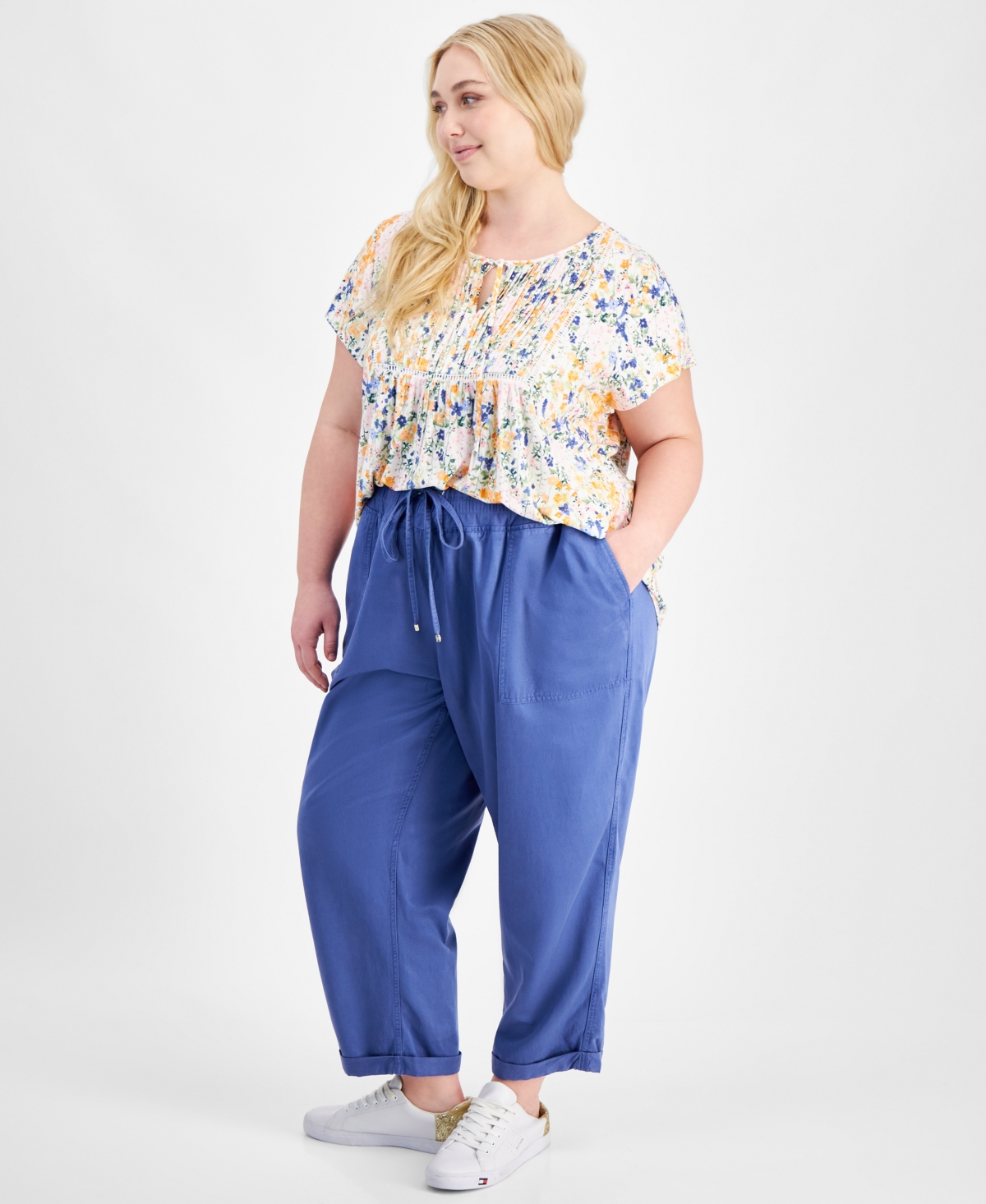 Tommy Hilfiger Plus Size High-Rise Cuffed Twill Pants