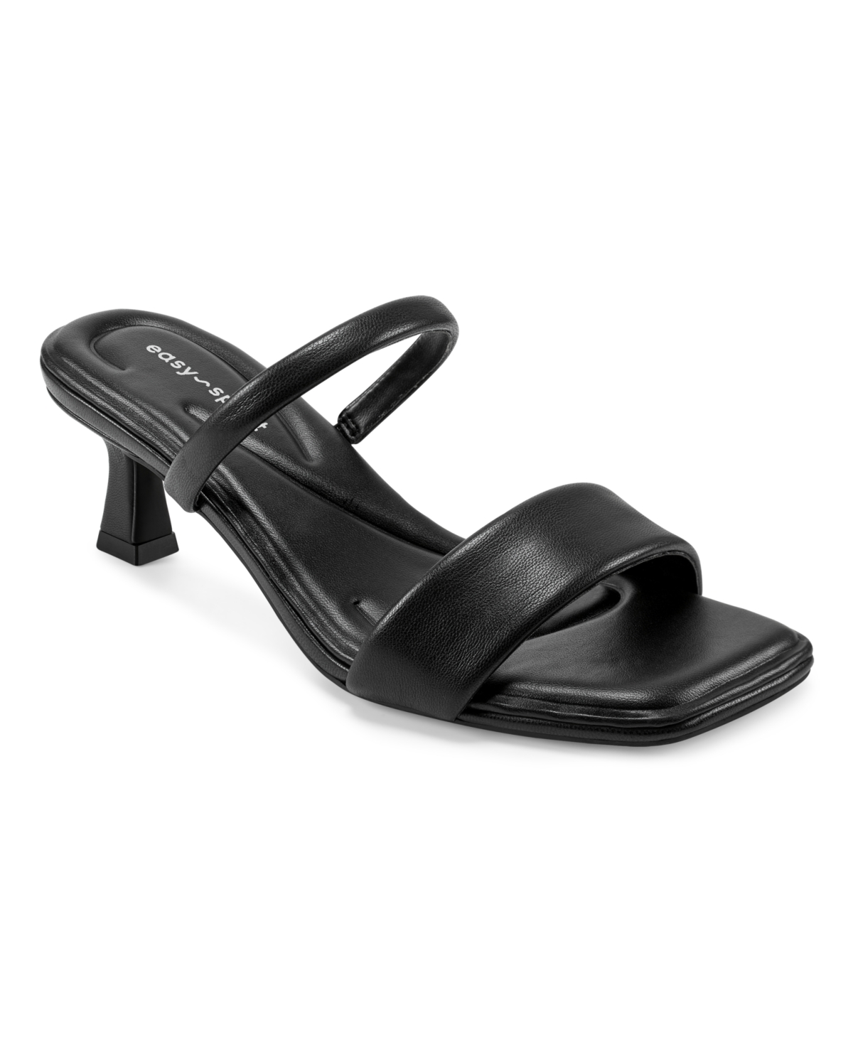 Shop Easy Spirit Women's Mylah Square Toe Slip-on Dress Sandals In Black