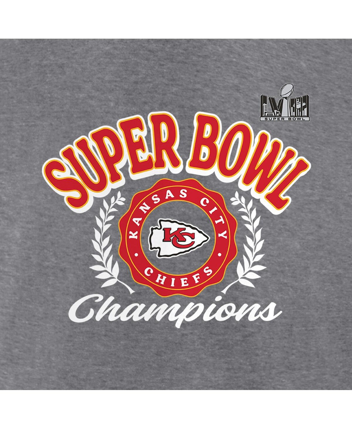 Women's FanaticsKansas City Chiefs Super Bowl Lviii Champions Written Script Tri-Blend 3/4-Sleeve T-shirt - Heather Gray, White