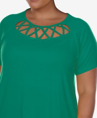 Plus Size Crisscross Cutout Short Sleeve Top