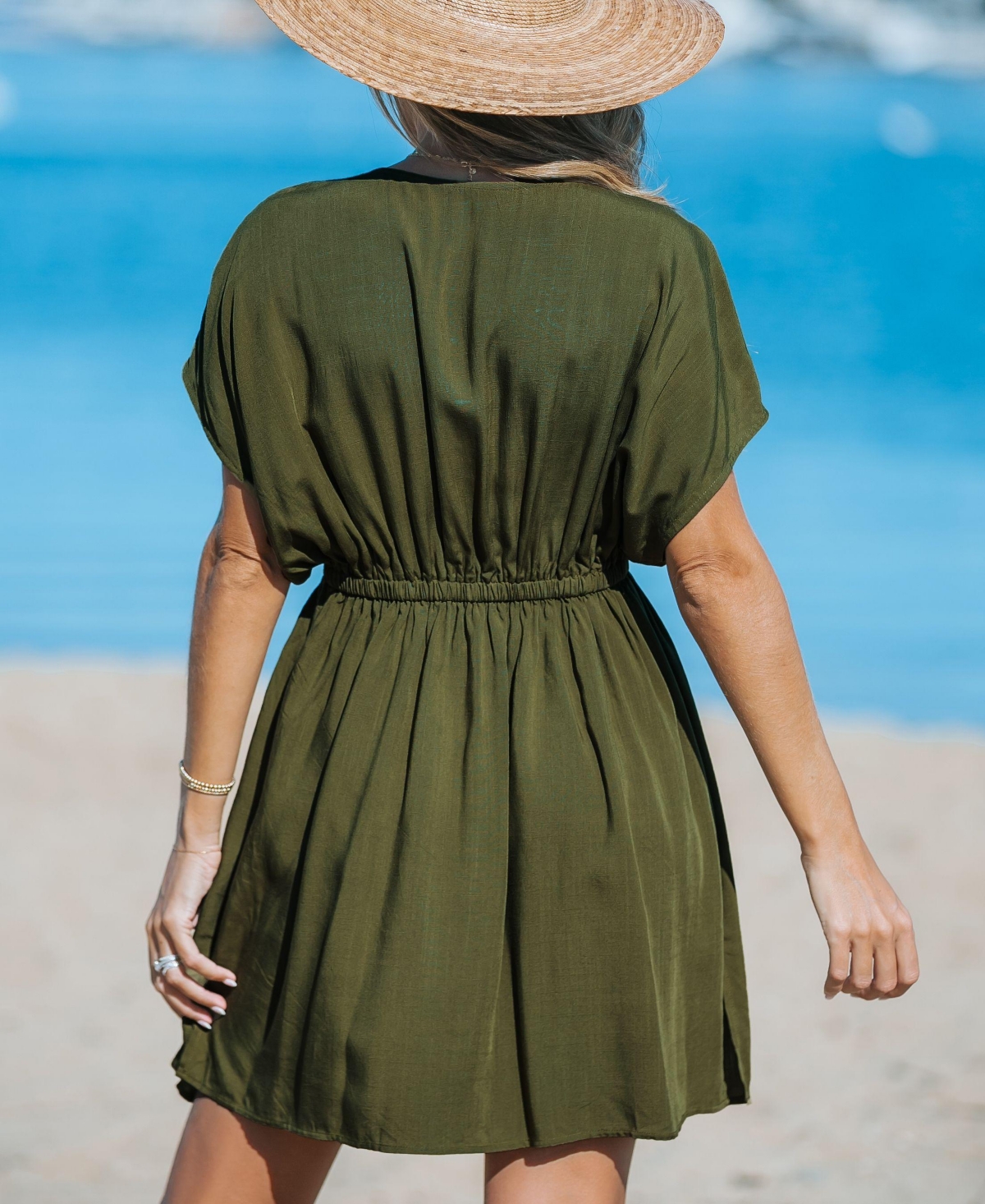 Cupshe Women's Elastic Short Sleeve Cover Up