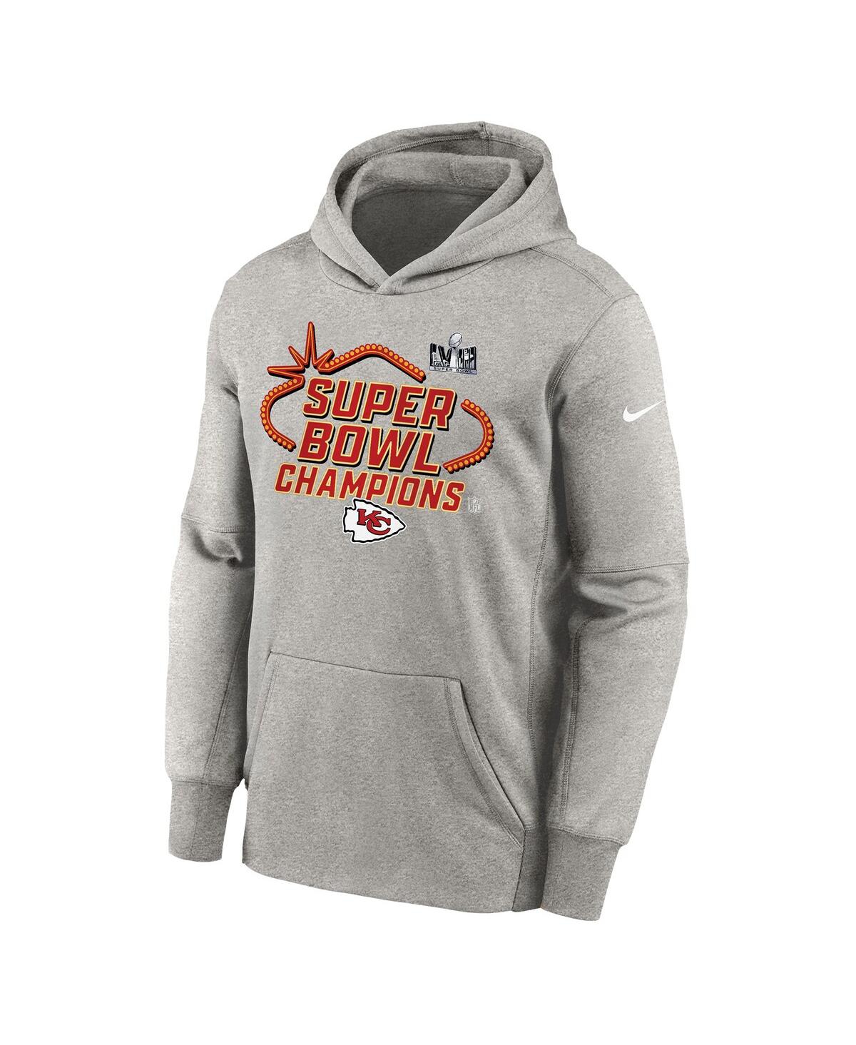Shop Nike Big Boys  Gray Kansas City Chiefs Super Bowl Lviii Champions Locker Room Trophy Collection Pullo