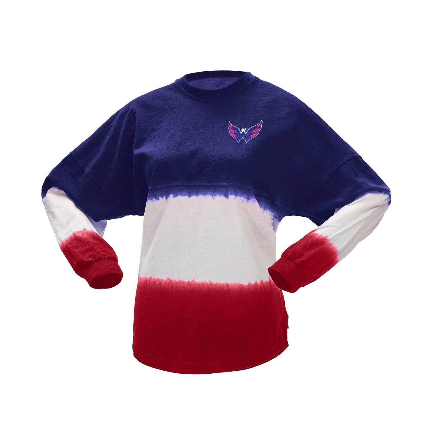 Женская футболка Spirit Jersey Navy, Red Washington Capitals Ombre Long Sleeve — фото 3