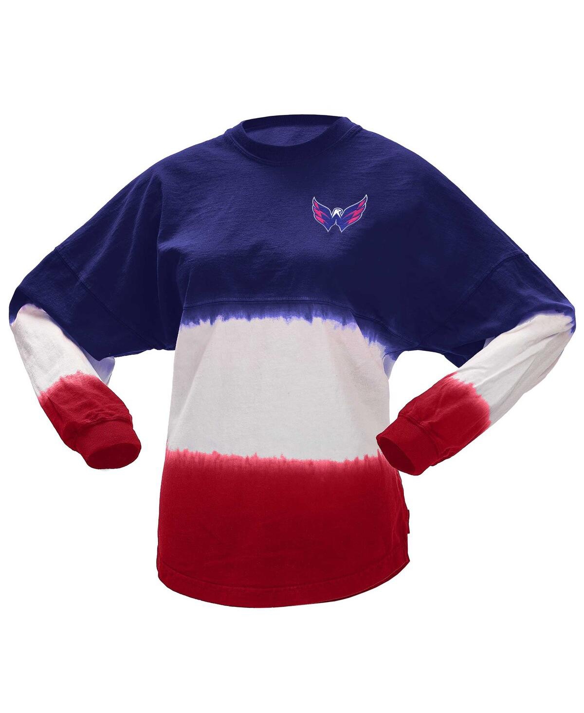 Shop Spirit Jersey Women's  Navy, Red Washington Capitals Ombre Long Sleeve T-shirt In Navy,red