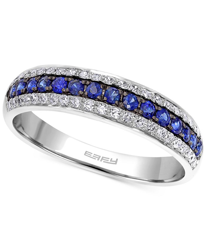 EFFY Collection - Sapphire (1/5 ct. t.w.) and Diamond (3/8 ct. t.w.) Band in 14k White Gold