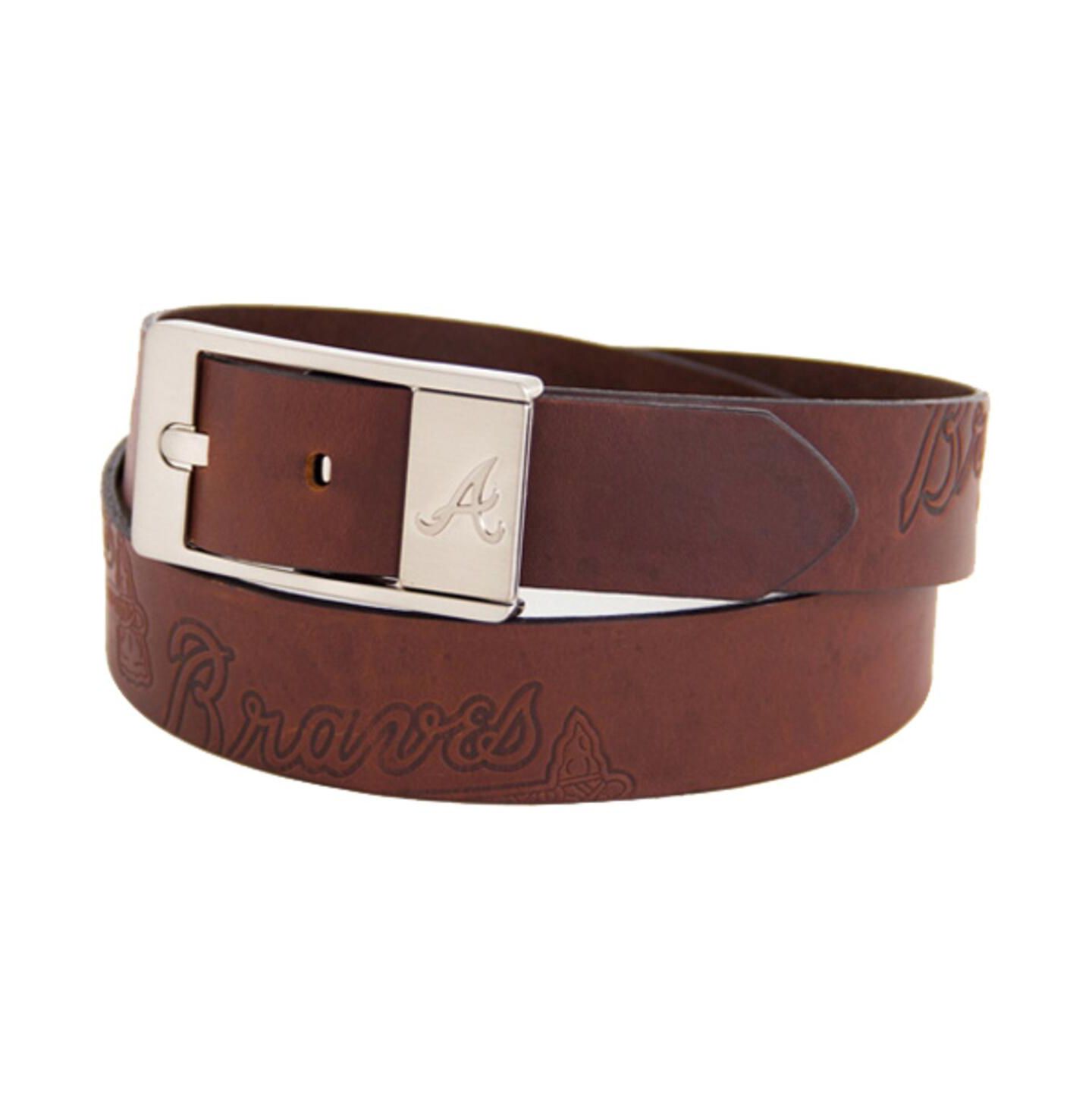 Мужской ремень Eagles Wings Brown Atlanta Braves Brandish Leather Belt — фото 1