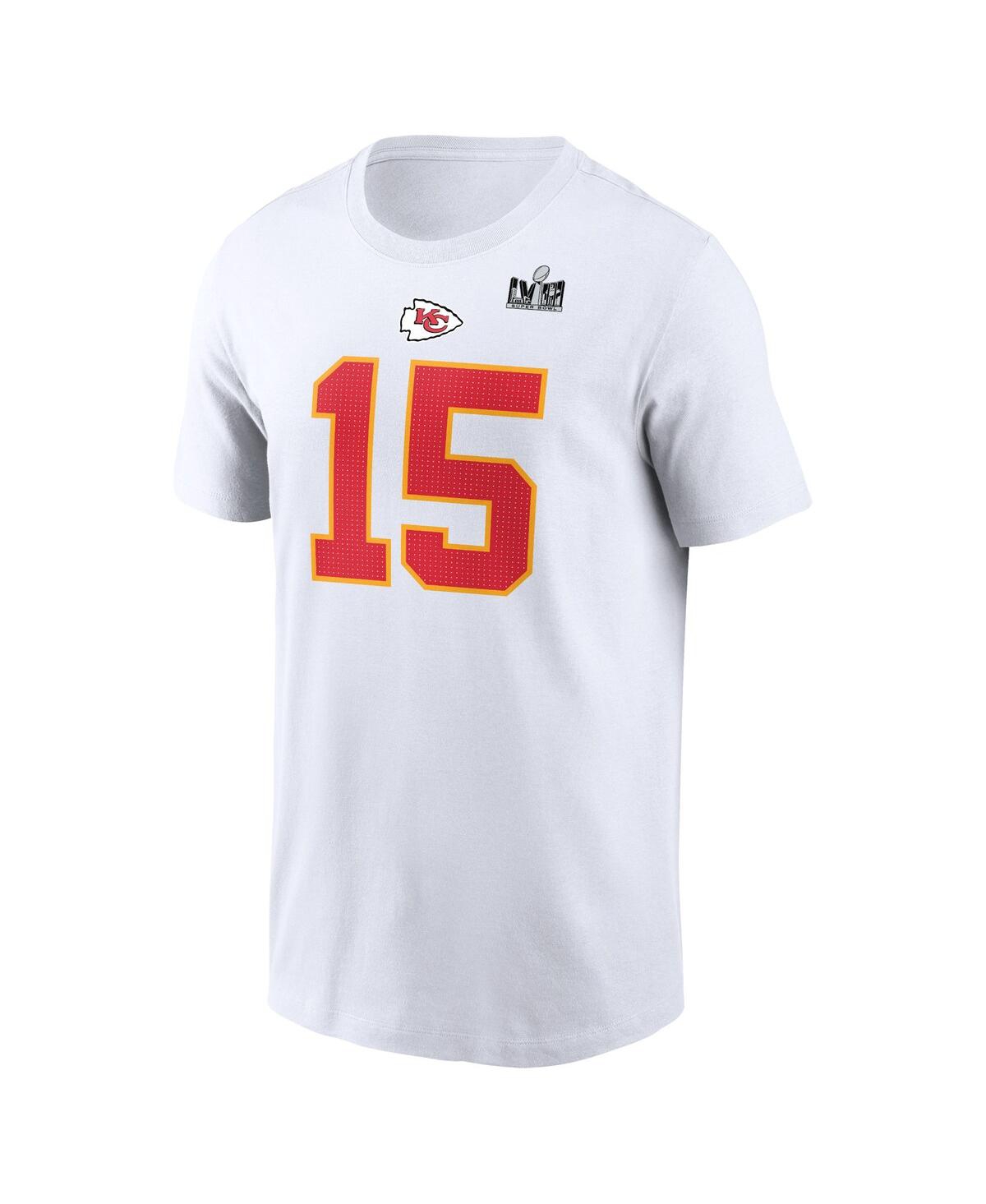Men's Nike Patrick MahomesKansas City Chiefs Super Bowl Lviii Patch Player Name and Number T-shirt - White