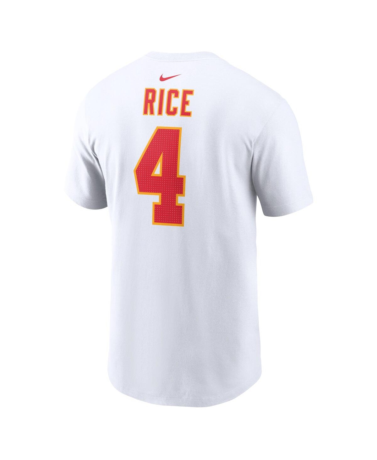 Men's Nike Rashee RiceKansas City Chiefs Super Bowl Lviii Patch Player Name and Number T-shirt - White
