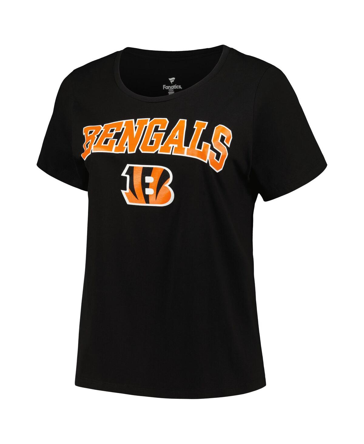 Fanatics Branded Black Cincinnati Bengals Arch Over Logo Plus Size T-shirt In Black