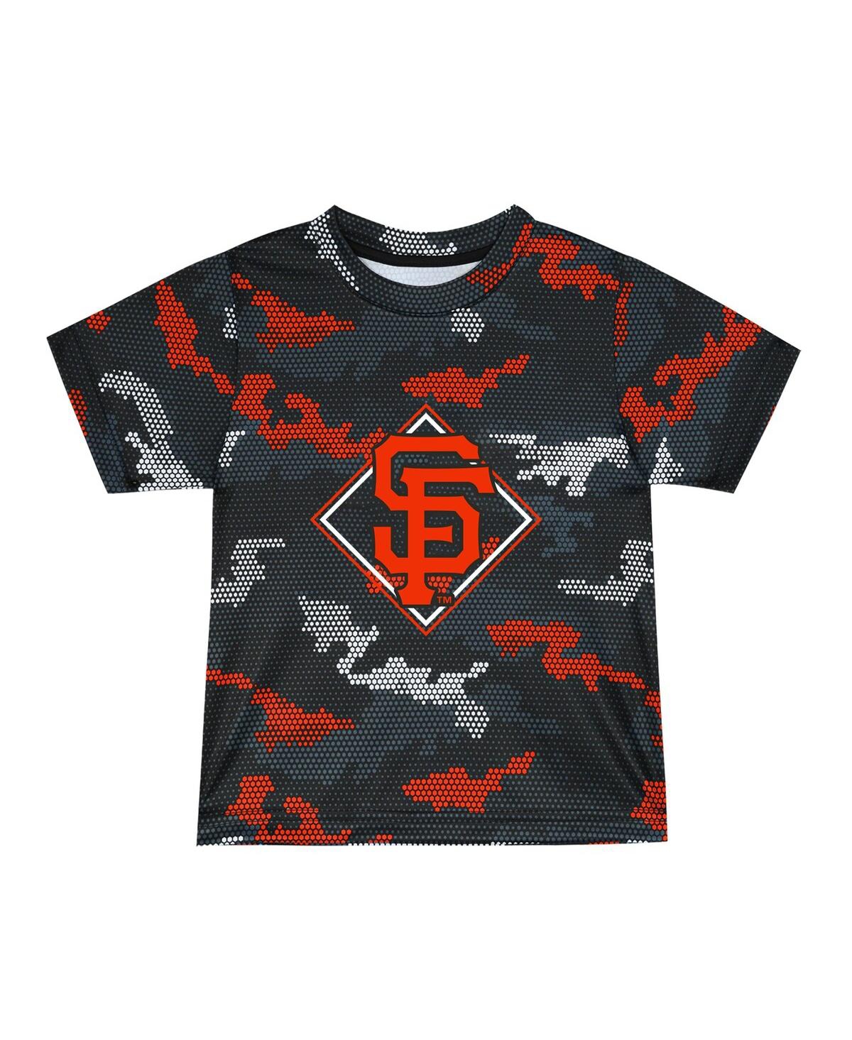 Shop Fanatics Toddler Boys And Girls  Black San Francisco Giants Field Ball T-shirt And Shorts Set