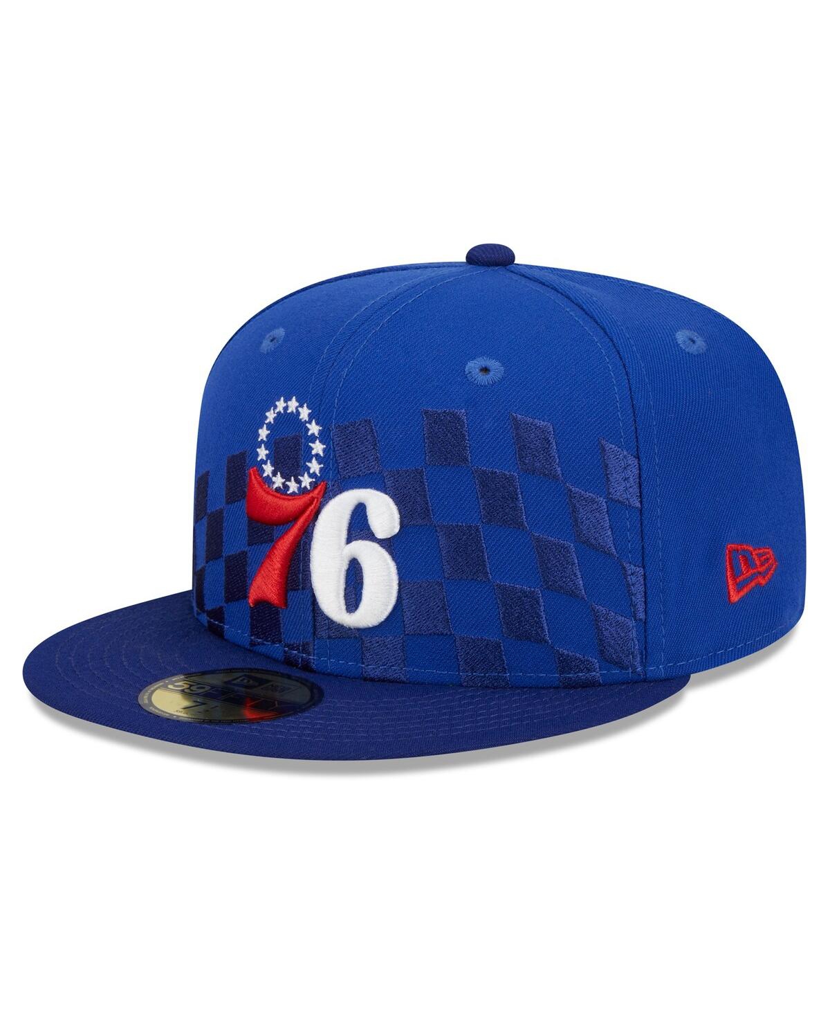 Men's New EraPhiladelphia 76ers 2024 Nba All-Star Game Rally Drive Checkerboard 59FIFTY Crown Fitted Hat - Royal