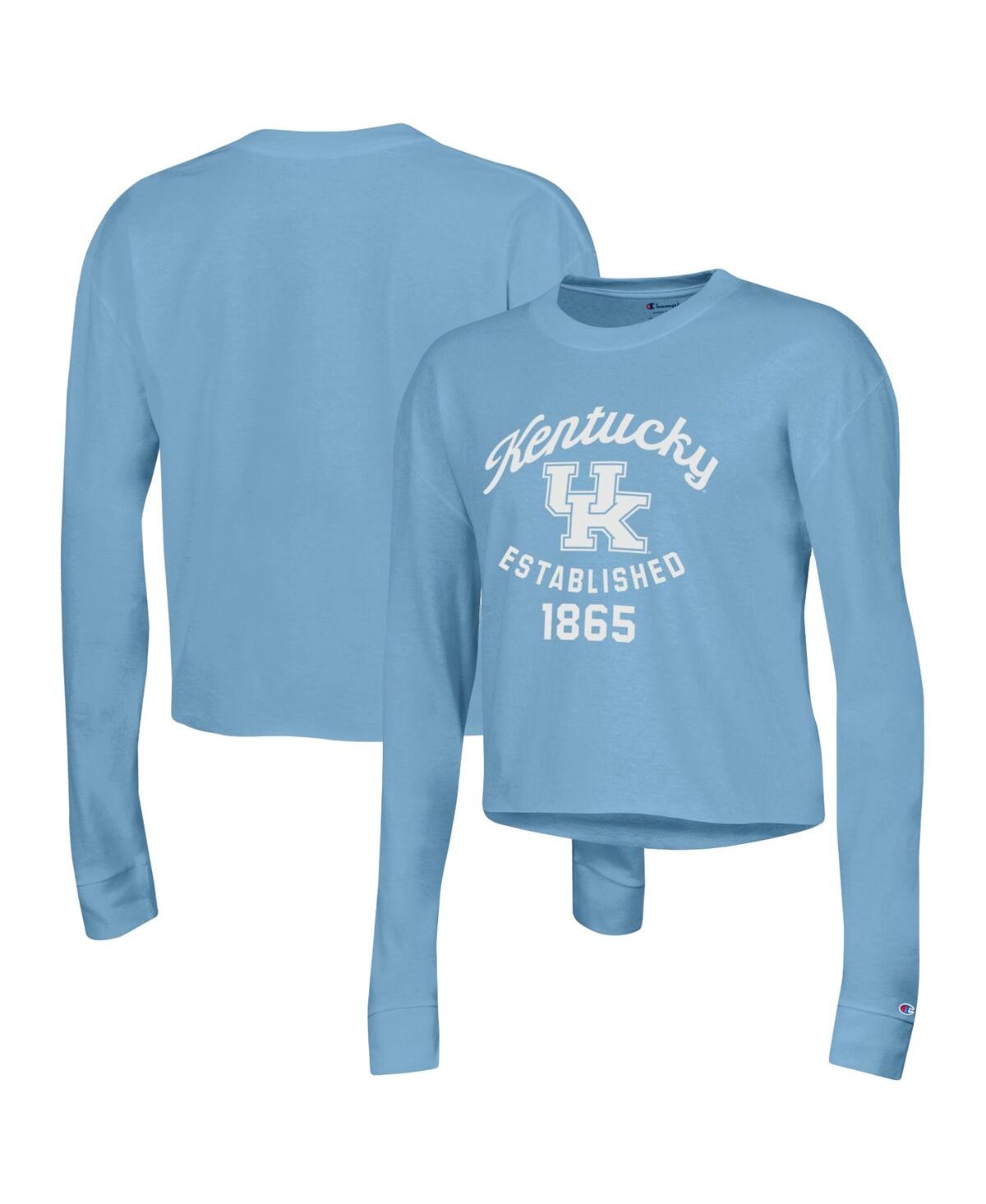 Shop Champion Women's  Blue Kentucky Wildcats Boyfriend Cropped Long Sleeve T-shirt