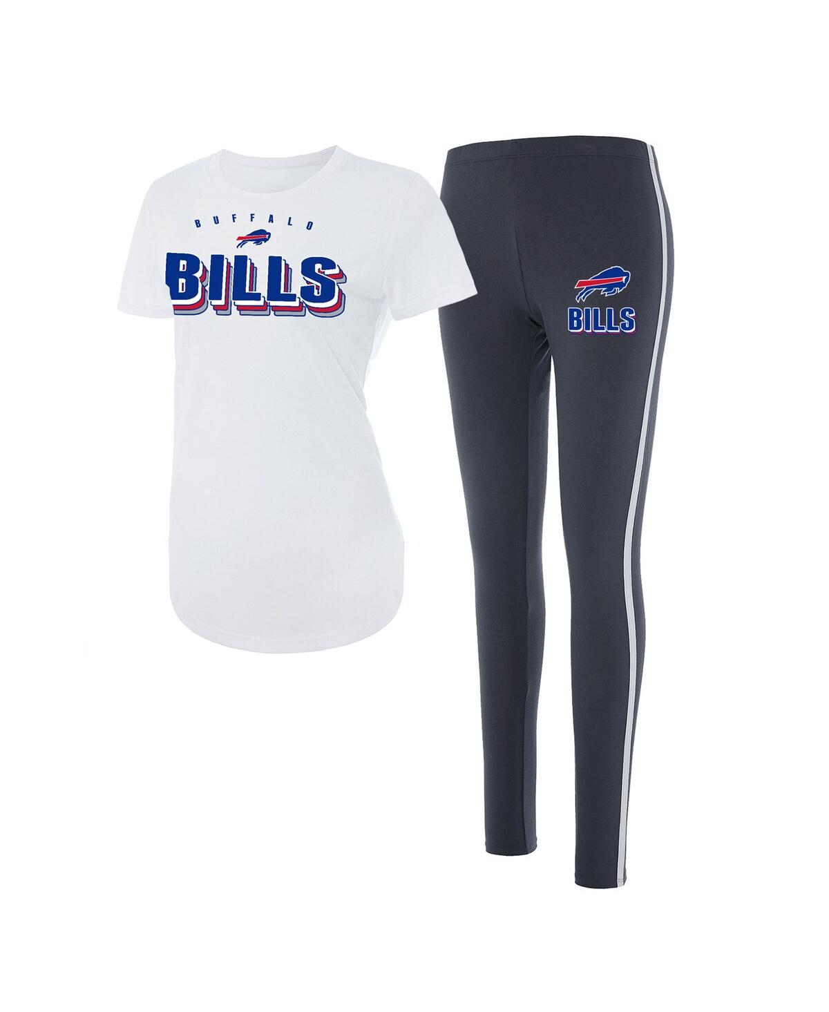 Women's Concepts Sport White, Charcoal Buffalo Bills Sonata T-shirt and Leggings Set - White, Charcoal