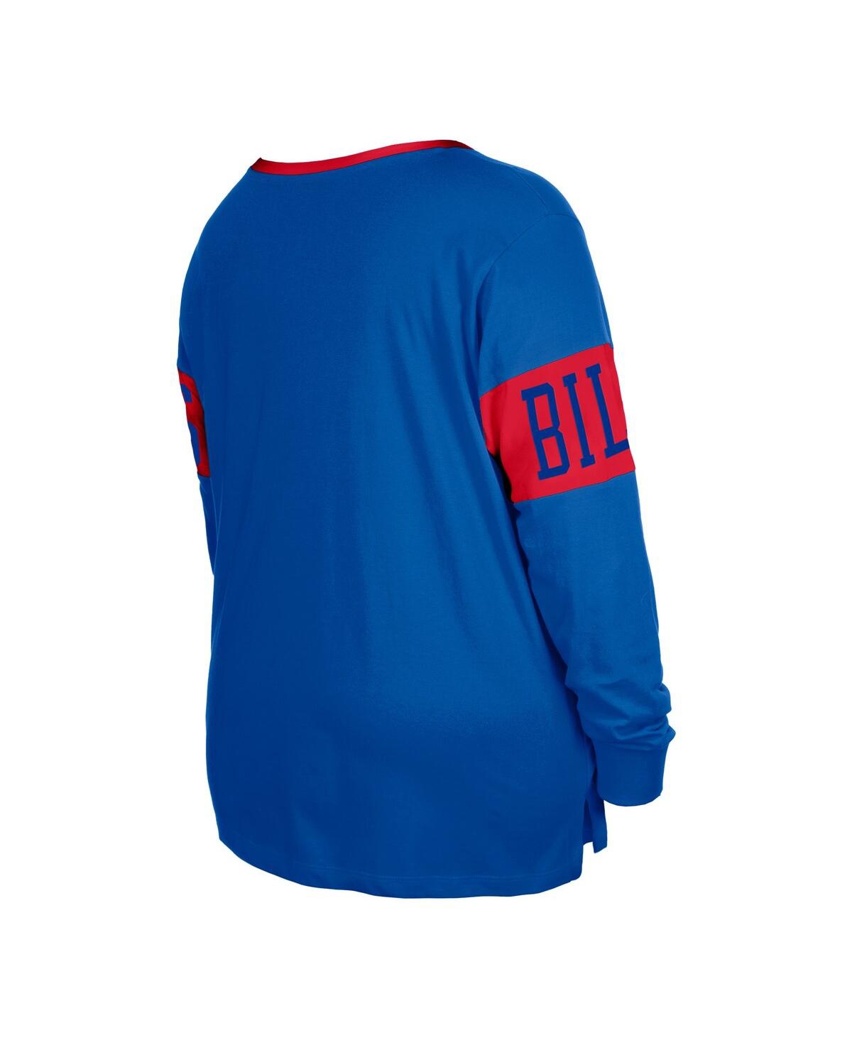 Shop New Era Women's  Royal Buffalo Bills Plus Size Lace-up Notch Neck Long Sleeve T-shirt