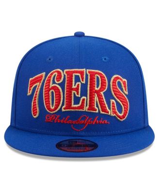 Men's Royal Philadelphia 76ers Golden Tall Text 9FIFTY Snapback Hat