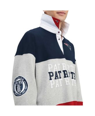 Men's Navy New England Patriots Connor Oversized Rugby Long Sleeve Polo Shirt