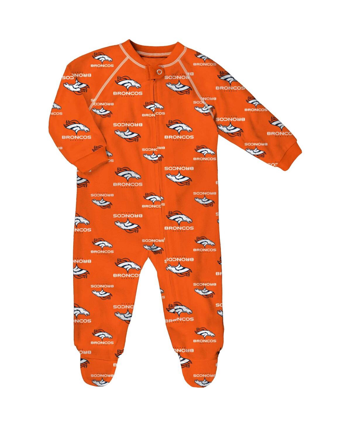 Shop Outerstuff Newborn Orange Denver Broncos Allover Print Raglan Full-zip Jumper