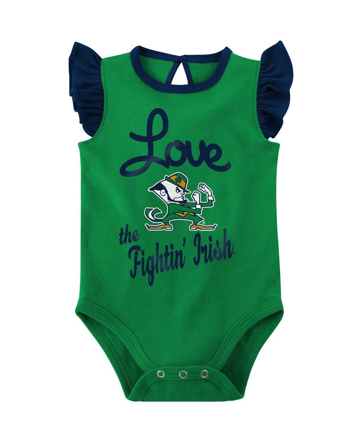 Baby Girls Green Notre Dame Fighting Irish Spread the Love 2-Pack Bodysuit Set - Green