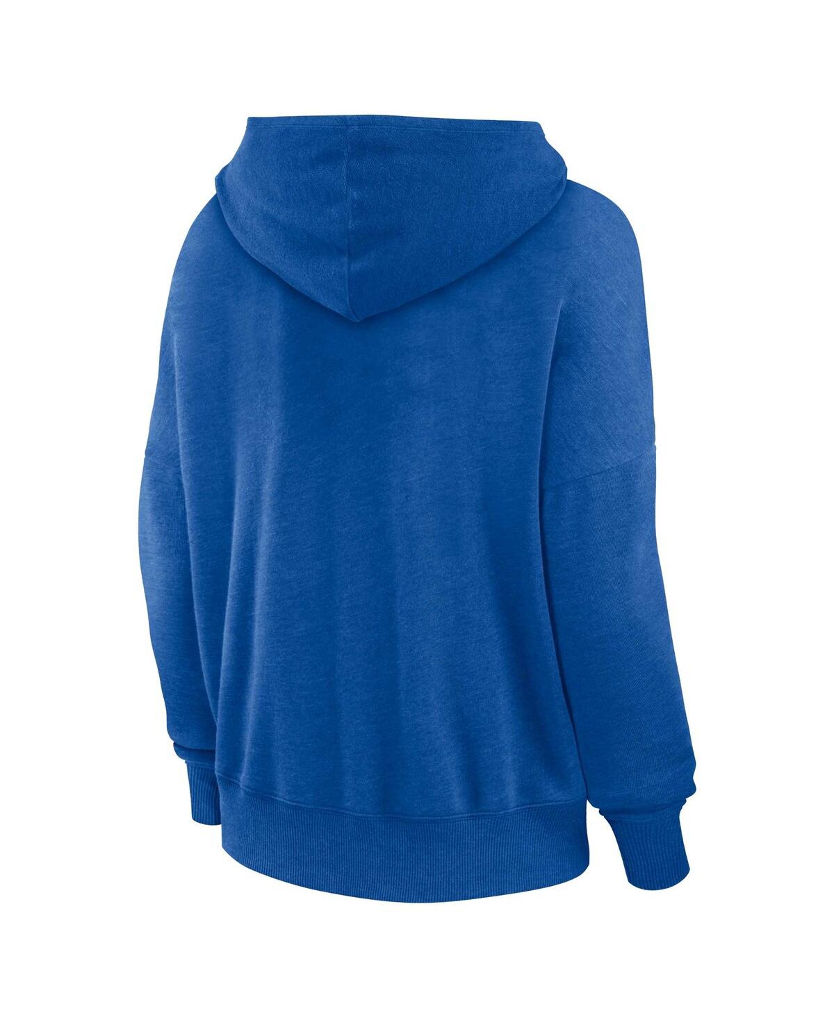 Women's FanaticsDistressed Denver Broncos Heritage Snow Wash French Terry Lace-UpPullover Hoodie - Royal