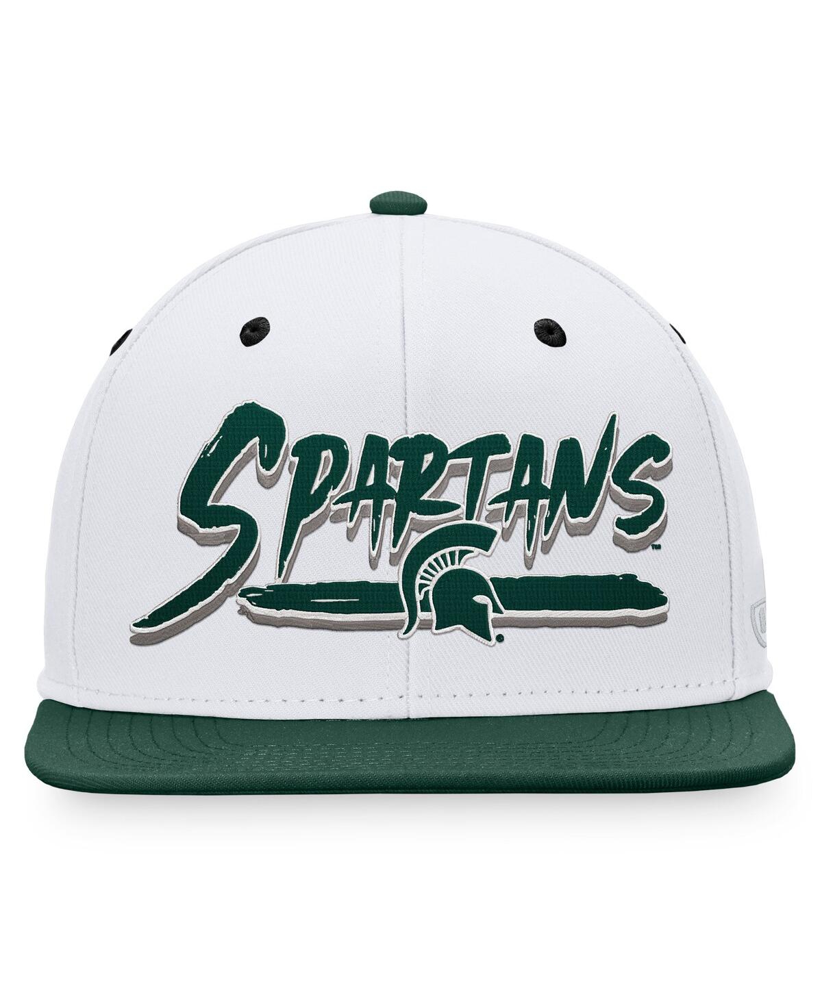 Shop Top Of The World Men's  White, Green Michigan State Spartans Sea Snapback Hat In White,green