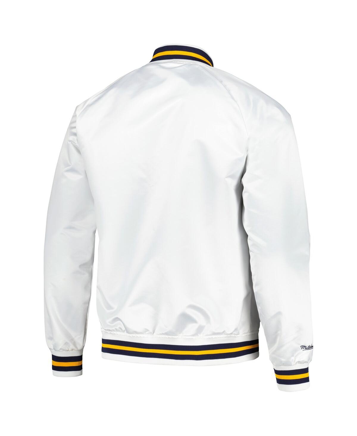 Men's Mitchell & NessGolden State Warriors Hardwood Classics Throwback Wordmark Raglan Full-Snap Jacket - White
