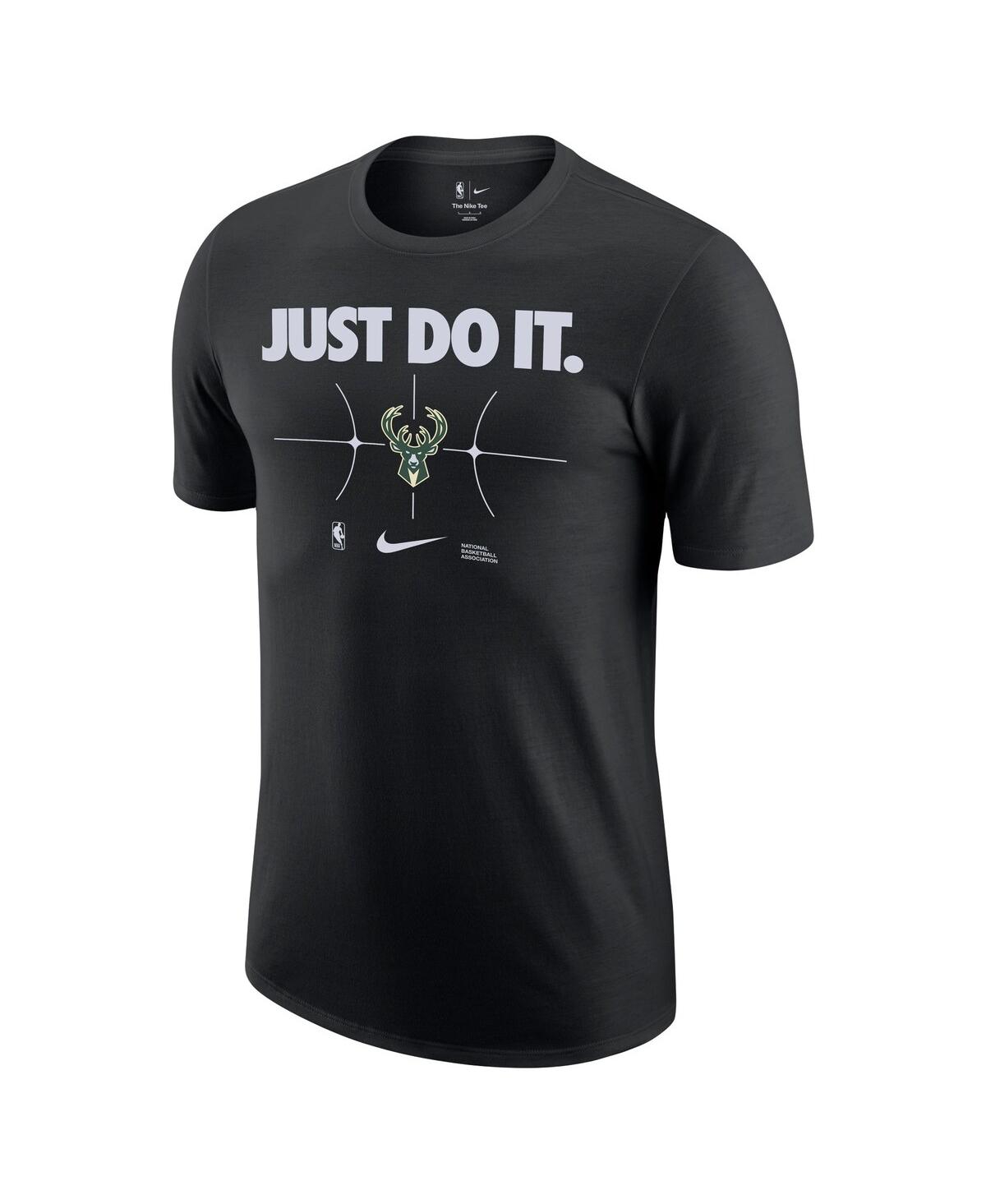 Shop Nike Men's  Black Milwaukee Bucks Just Do It T-shirt
