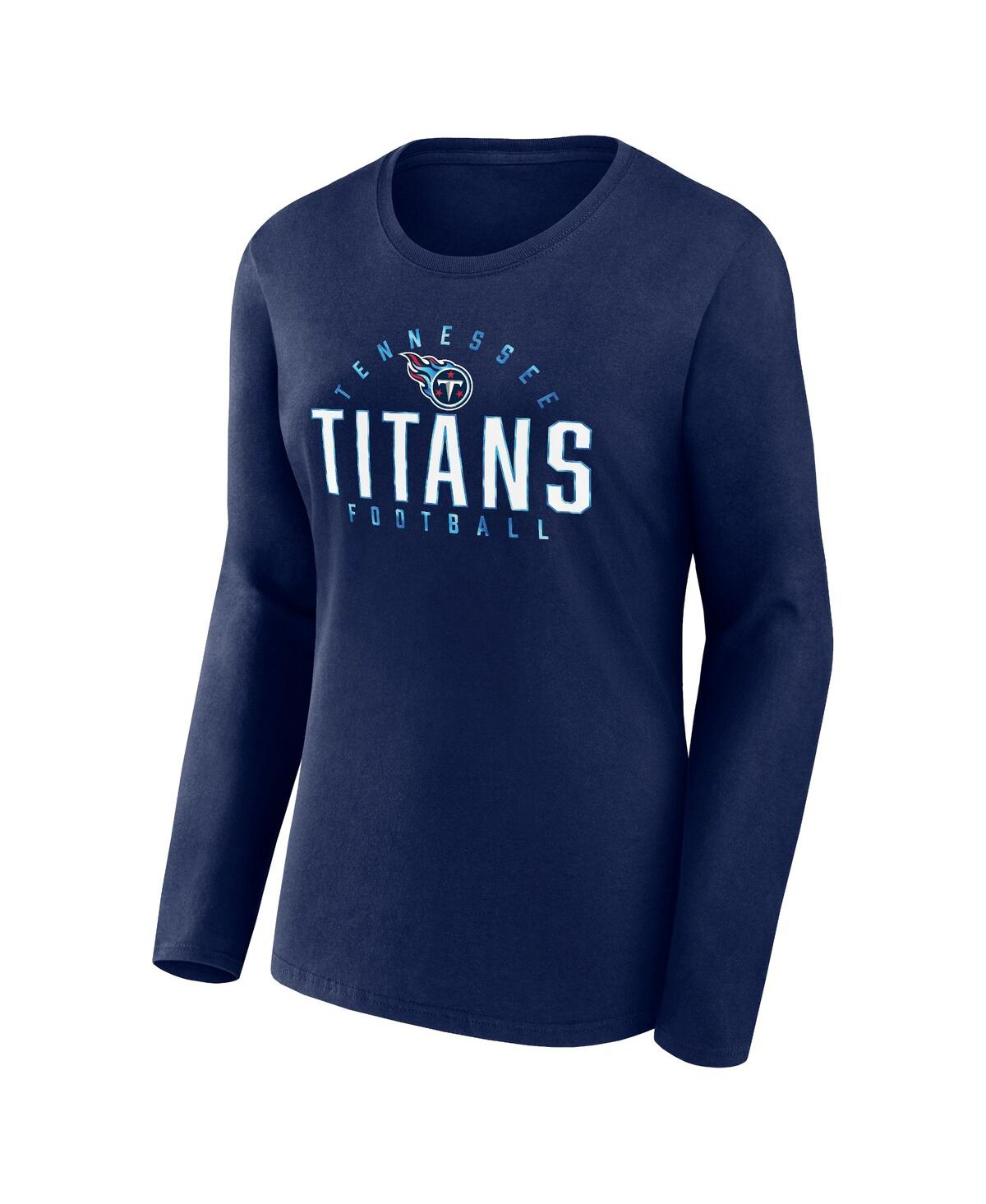 Women's FanaticsTennessee Titans Plus Size Foiled Play Long Sleeve T-shirt - Navy