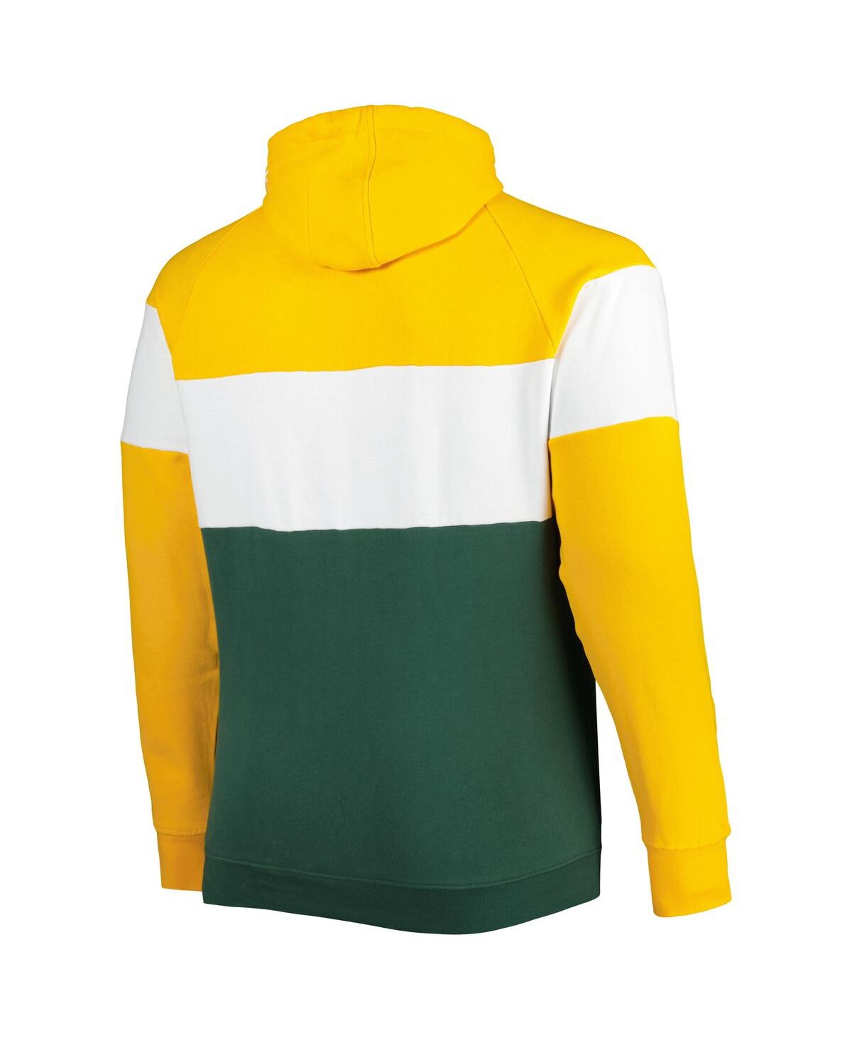 NEW ERA MEN'S NEW ERA GREEN DISTRESSED GREEN BAY PACKERS BIG AND TALL THROWBACK COLORBLOCK RAGLAN PULLOVER H 