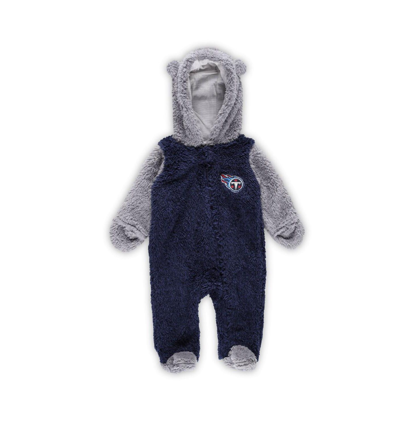 Outerstuff Baby Boys and Girls Navy, Gray Tennessee Titans Game Nap Teddy Fleece Bunting Full-Zip Sleeper — фото 1