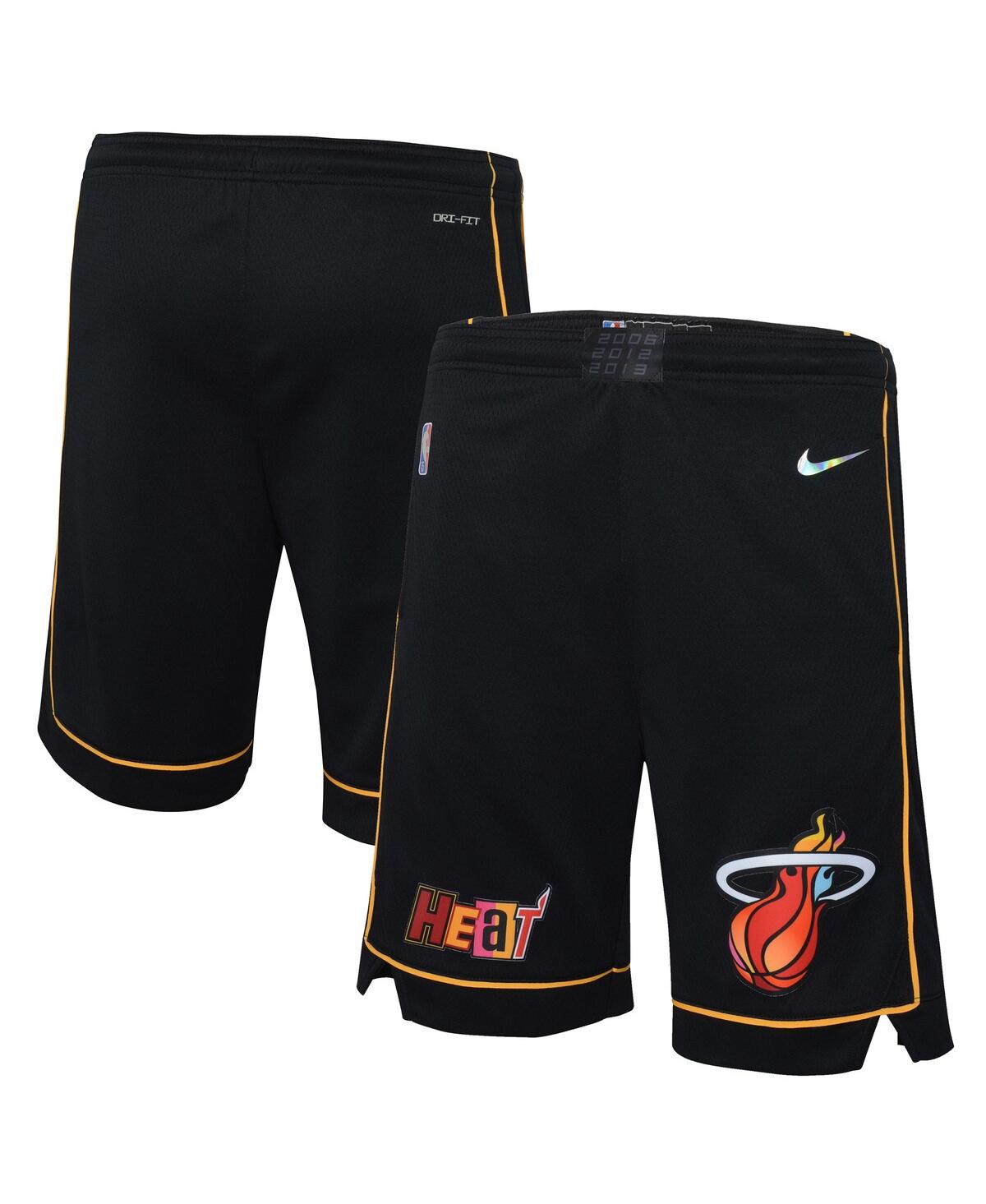 Shop Nike Big Boys  Black Miami Heat 2021/22 City Edition Courtside Swingman Shorts