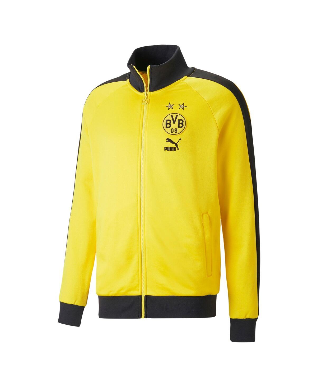Shop Puma Men's  Yellow Borussia Dortmund Ftblheritage T7 Raglan Full-zip Track Jacket