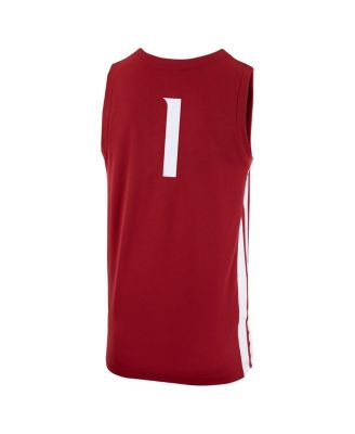 Men's #1 Crimson Washington State Cougars Logo Replica Basketball Jersey