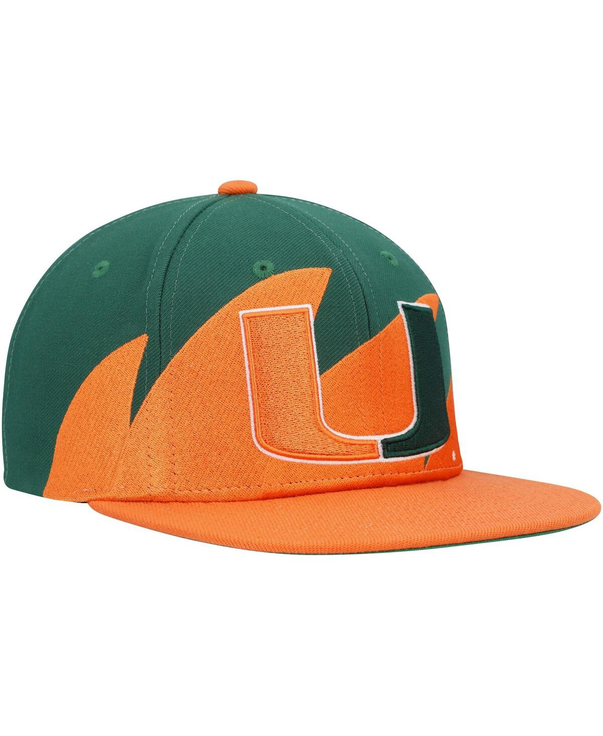 Men's Mitchell & Ness Green Miami Hurricanes Sharktooth Snapback Hat - Green