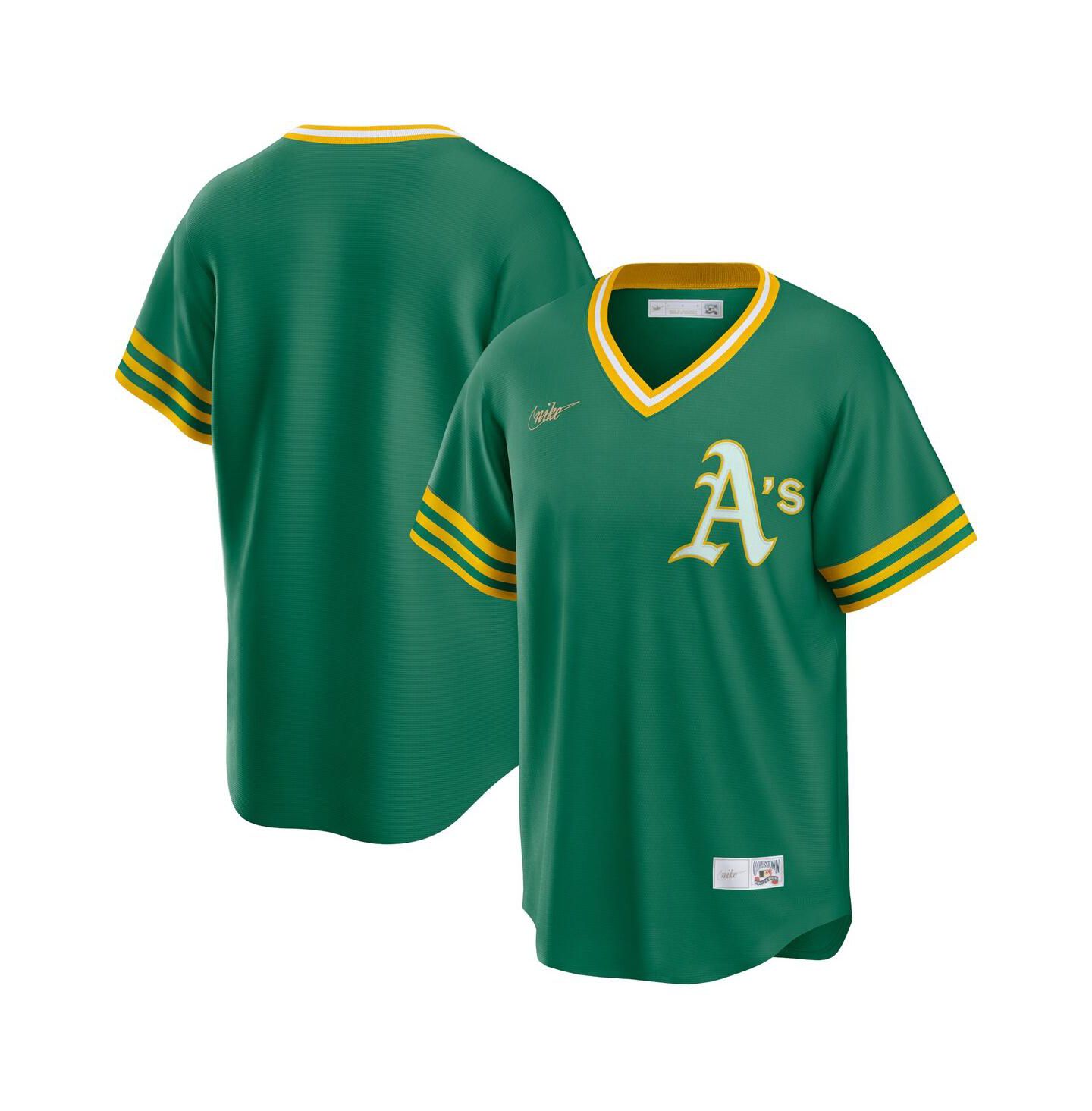 Мужской топ Nike Kelly Green Oakland Athletics Road Cooperstown Collection Team Jersey — фото 1