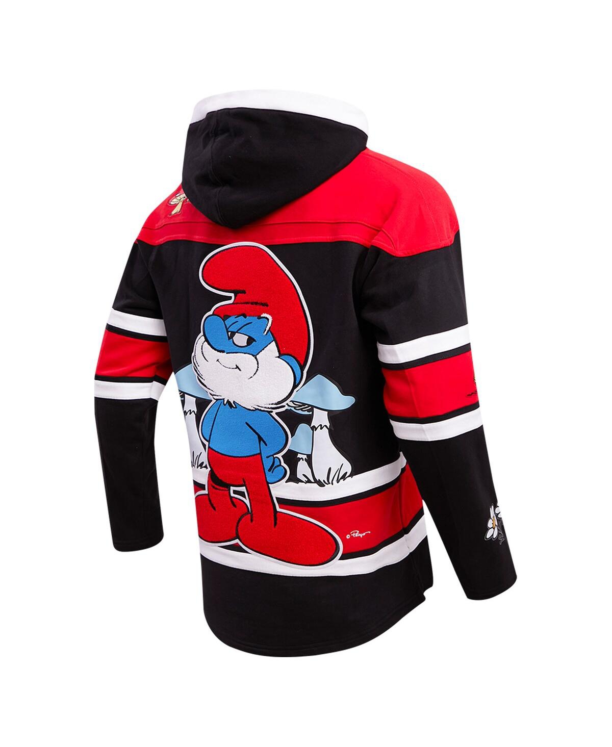 Shop Freeze Max Men's  Black The Smurfs Hockey Pullover Hoodie