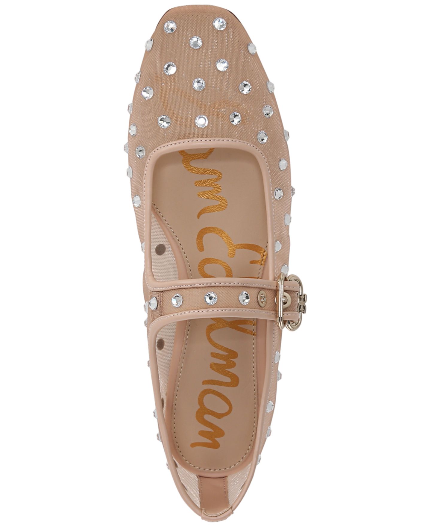 Женские блестящие балетки Sam Edelman Michaela Mary Jane, цвет: Винтажный розовый сетчатый — фото 4