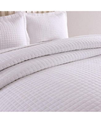 100% White Cotton Quilt Bedspread Set B33 - Queen