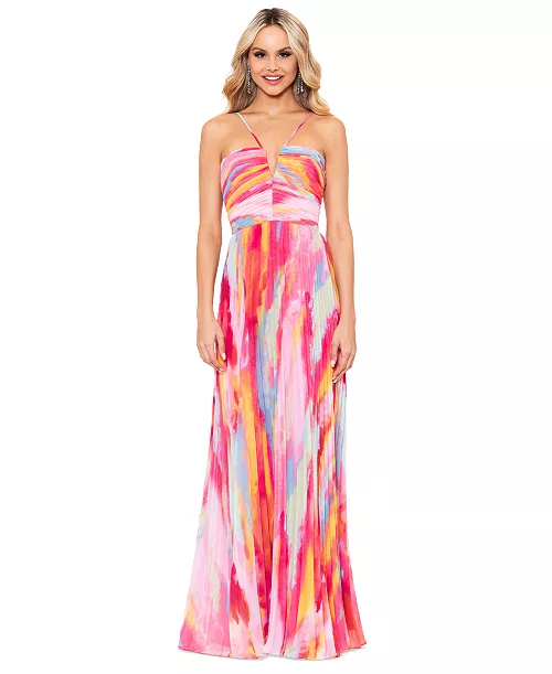 women's pleated halter gown