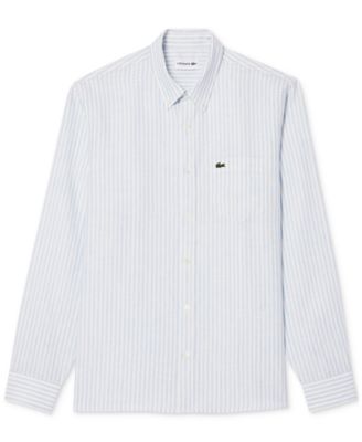 Men's Long Sleeve Striped Button-Down Linen Shirt