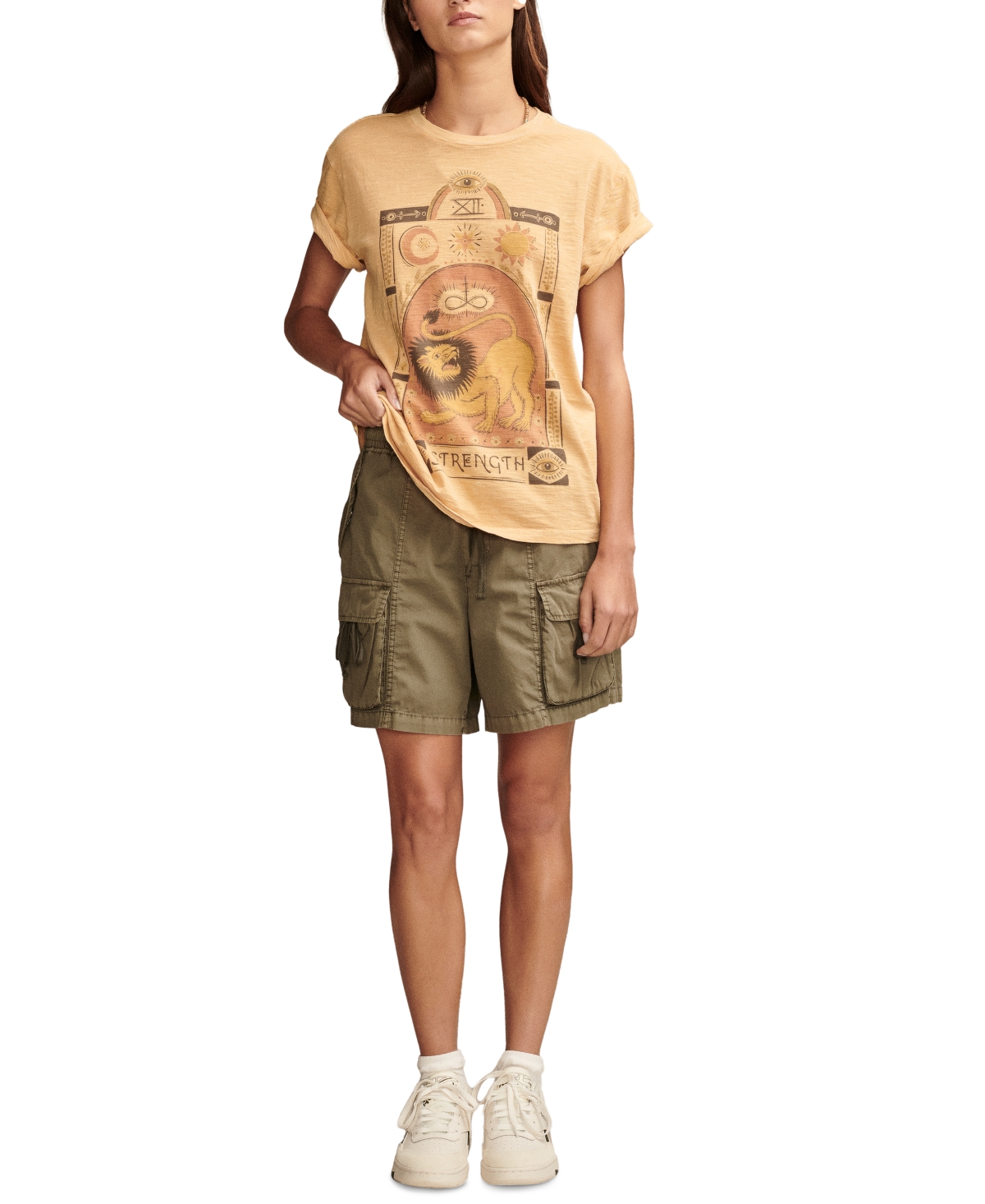 Shop Lucky Brand Women's Strength Lion Boyfriend T-shirt In Rose Spritz
