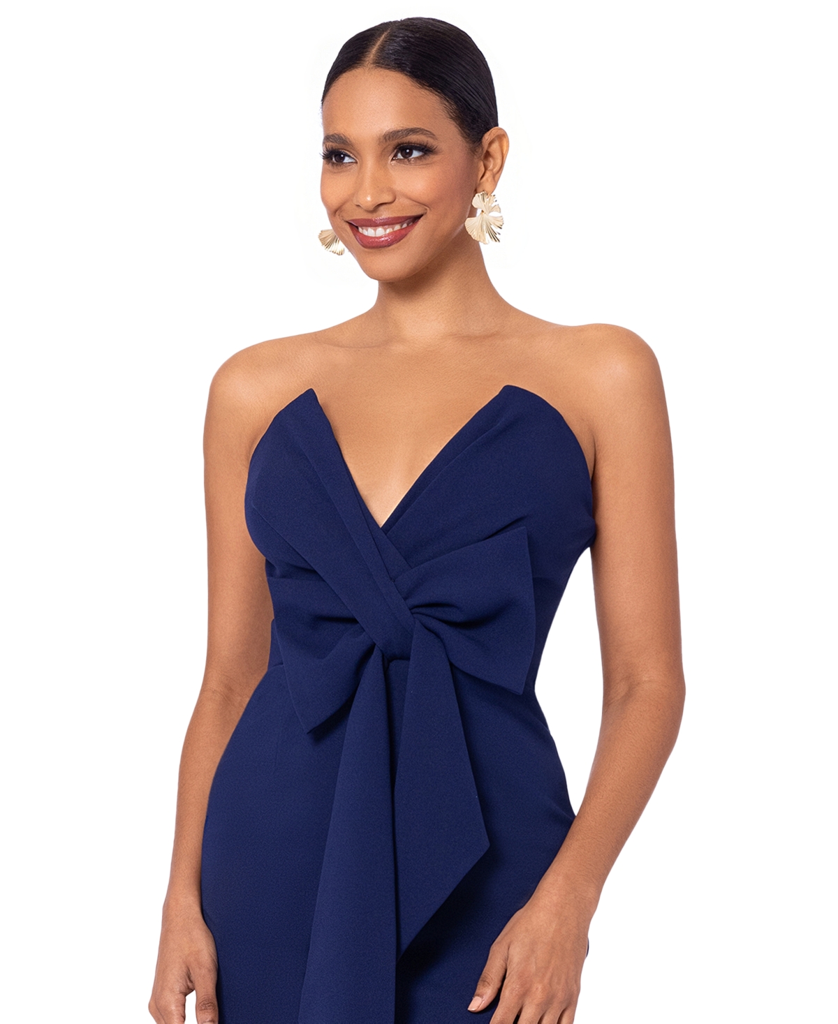 Shop Betsy & Adam Women's Strapless Bow-front Scuba Crepe Dress In Night