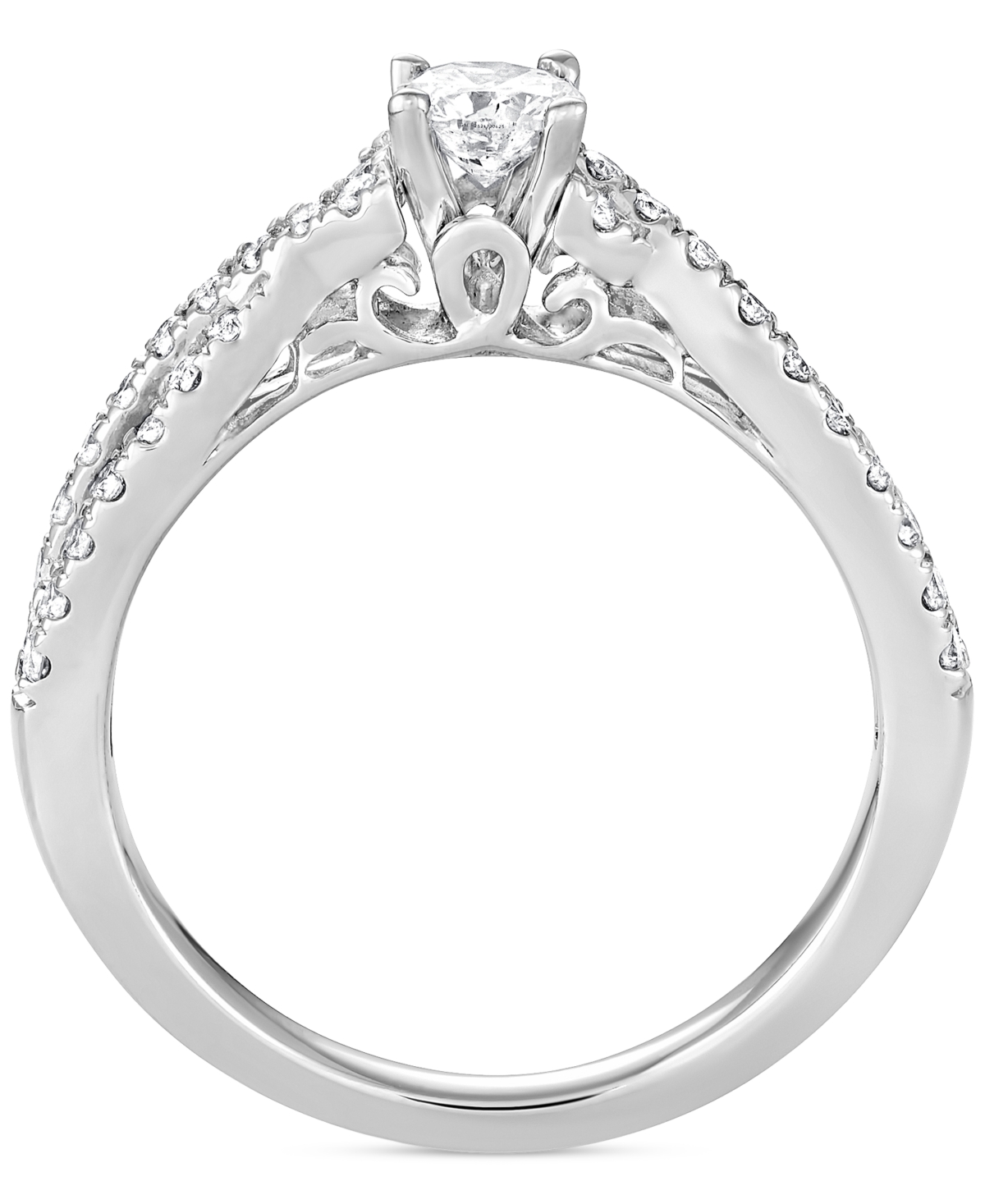 Shop Macy's Diamond Crossover Engagement Ring (5/8 Ct. T.w.) In 14k White Gold
