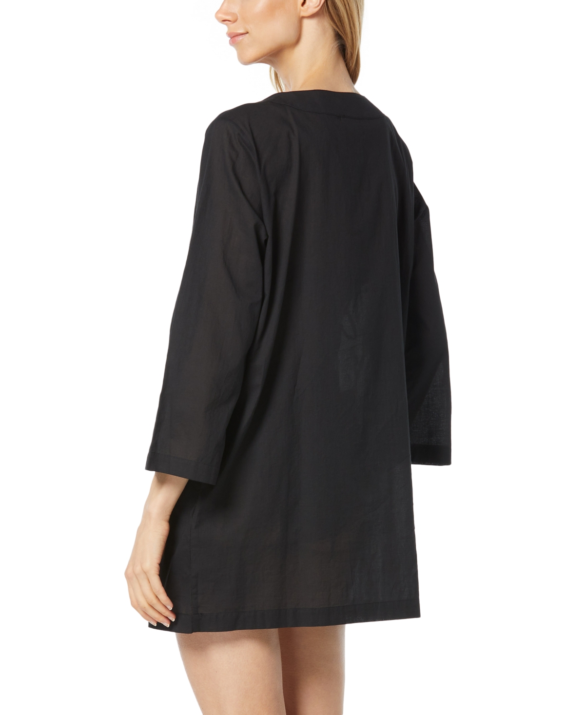 Shop Michael Kors Michael  Women's Cotton Lace-up Cover-up Dress In Black