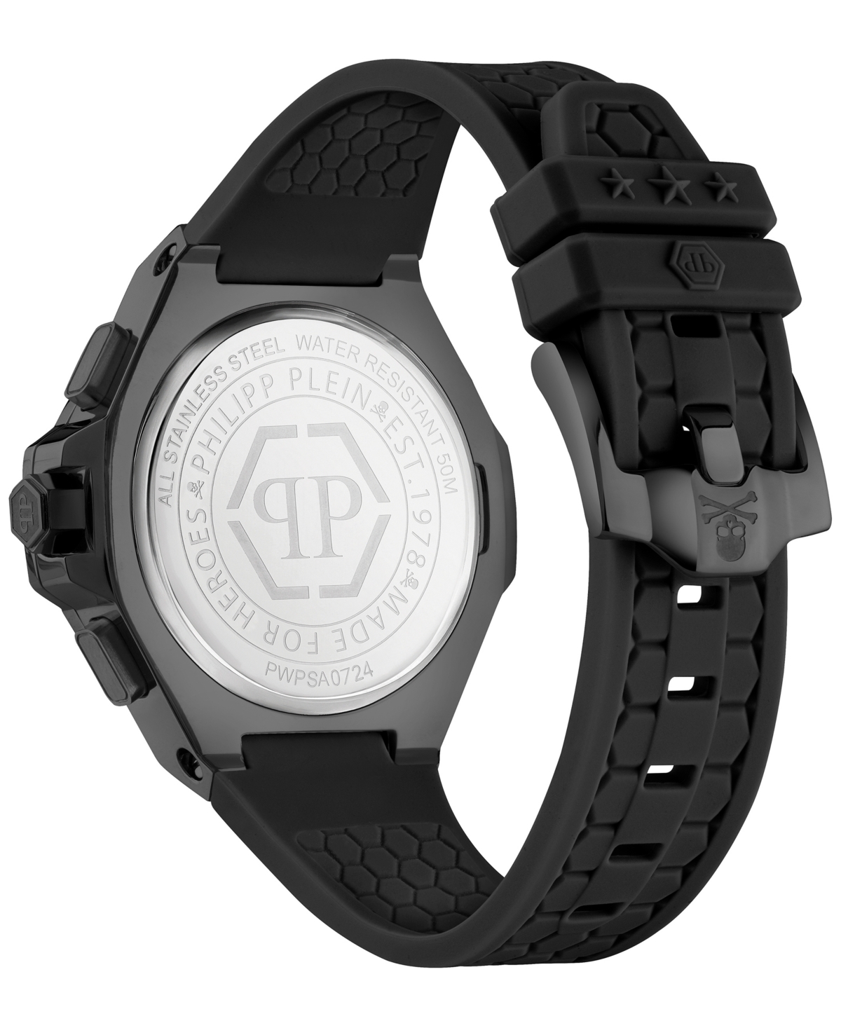 Shop Philipp Plein Unisex Chronograph Black Silicone Strap Watch 42mm