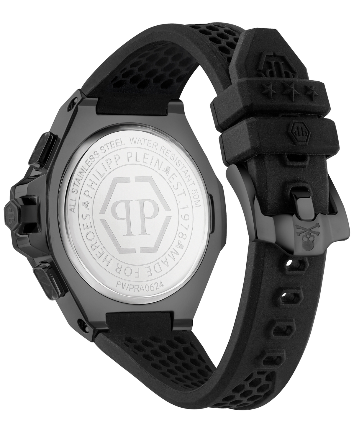 Philipp Plein Plein Chrono Royal Silicone Watch In Black