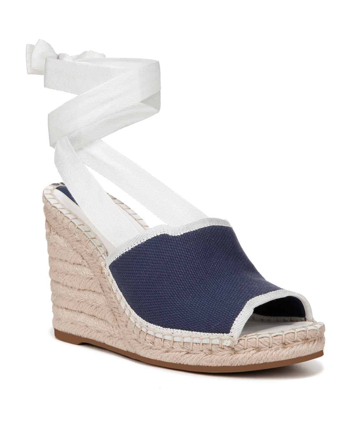 Shop Franco Sarto Women's Sierra Espadrille Wedge Sandals In White,navy Blue Fabric