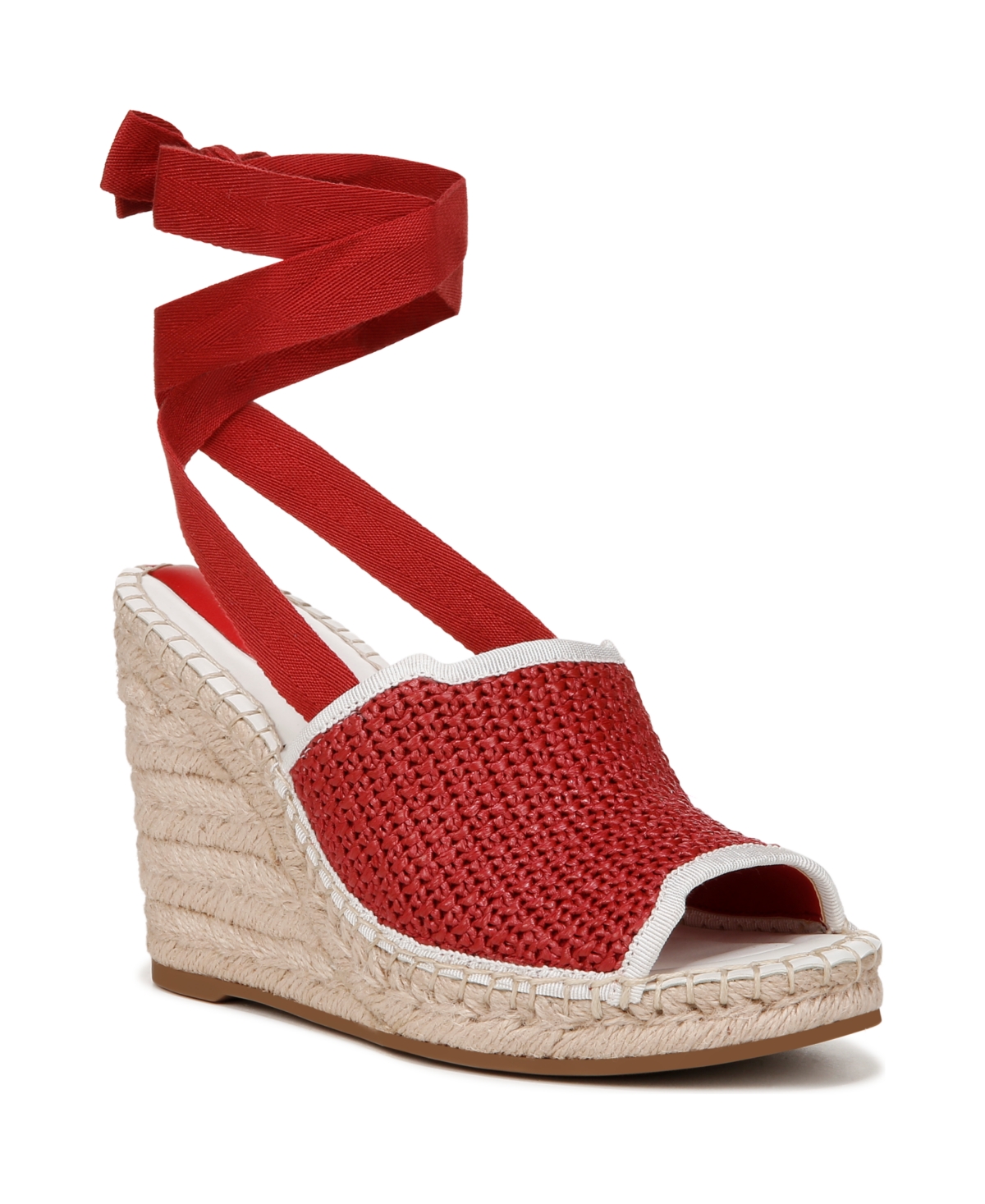 Shop Franco Sarto Women's Sierra Espadrille Wedge Sandals In Cherry Red Raffia