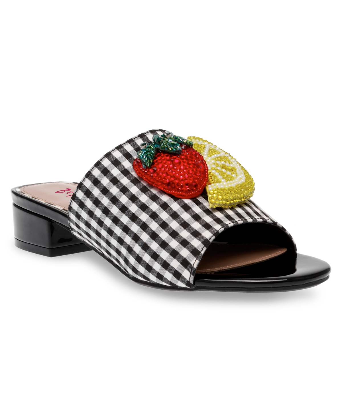 Shop Betsey Johnson Women's Lindyy Fruit Block-heel Slide Sandals In Black Multi